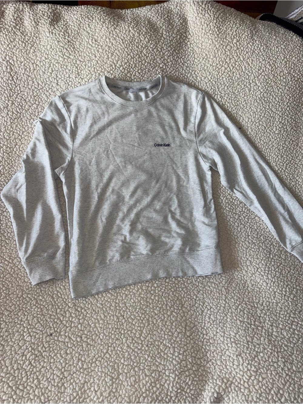 Calvin Klein Light Gray Crewneck Sweatshirt with Subtle Logo
